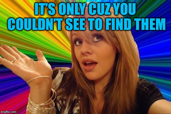 Dumb Blonde Meme | IT’S ONLY CUZ YOU COULDN’T SEE TO FIND THEM | image tagged in memes,dumb blonde | made w/ Imgflip meme maker