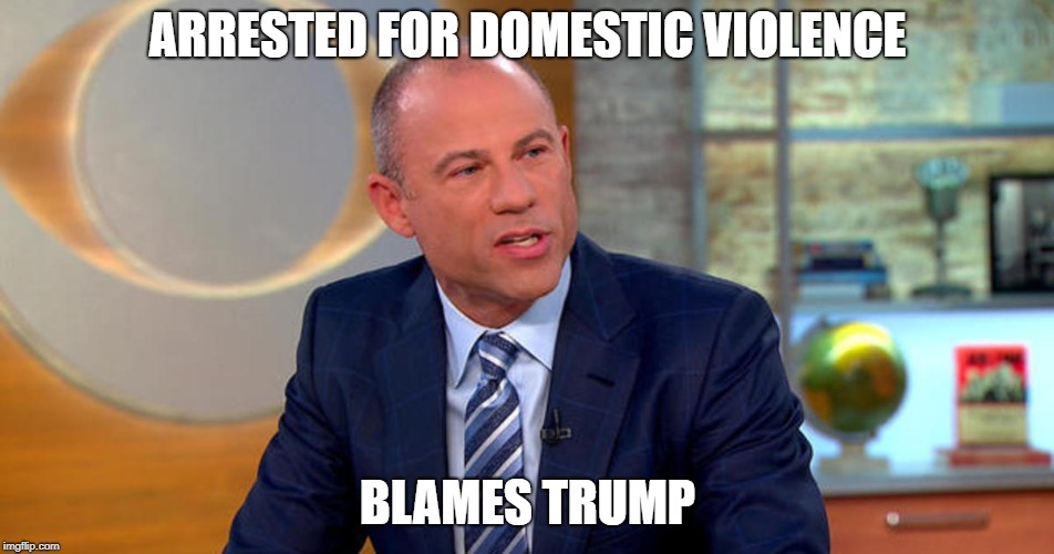 This is TOO GOOD! | ARRESTED FOR DOMESTIC VIOLENCE; BLAMES TRUMP | image tagged in michael avenatti,memes,funny,politics,trump,domestic violence | made w/ Imgflip meme maker
