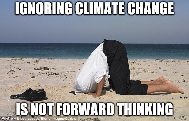 Head in trhe sand with stupidity | IGNORING CLIMATE CHANGE IS NOT FORWARD THINKING | image tagged in head in trhe sand with stupidity | made w/ Imgflip meme maker