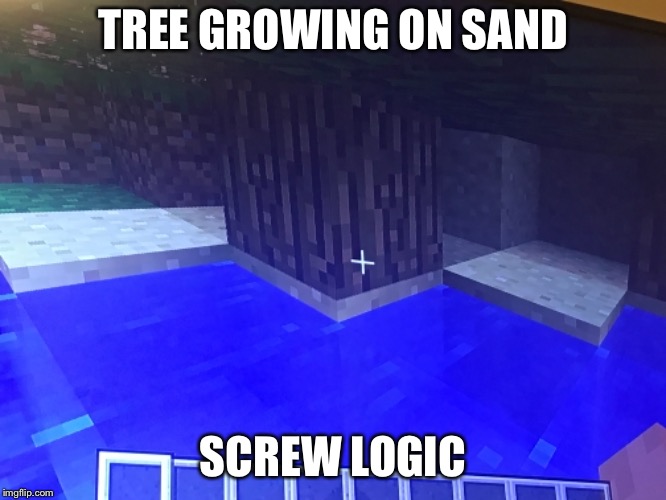 Minecraft Tree | TREE GROWING ON SAND; SCREW LOGIC | image tagged in minecraft,tree,logic | made w/ Imgflip meme maker