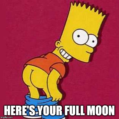 Bart Simpson Mooning | HERE'S YOUR FULL MOON | image tagged in bart simpson mooning | made w/ Imgflip meme maker