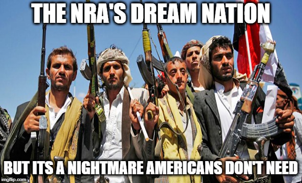 More people with guns = More people shot. Period.  | THE NRA'S DREAM NATION; BUT ITS A NIGHTMARE AMERICANS DON'T NEED | image tagged in memes,gun control,nra,politics,maga | made w/ Imgflip meme maker