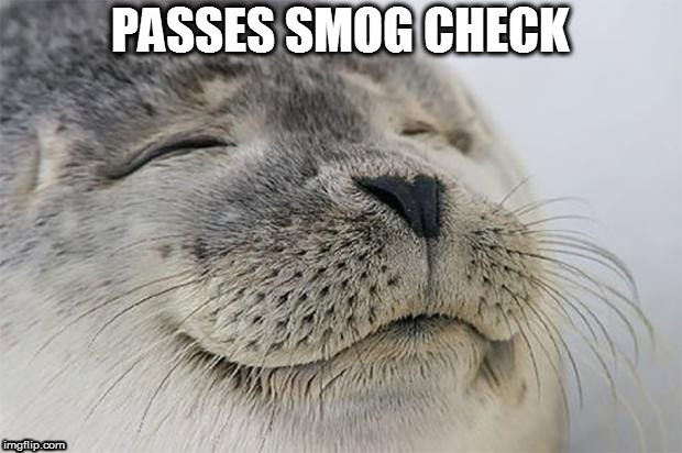 Satisfied Seal Meme | PASSES SMOG CHECK | image tagged in memes,satisfied seal | made w/ Imgflip meme maker