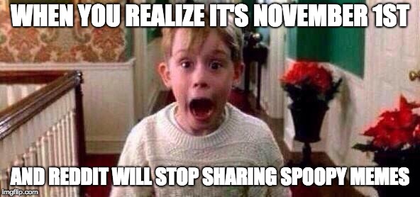 Christmas | WHEN YOU REALIZE IT'S NOVEMBER 1ST; AND REDDIT WILL STOP SHARING SPOOPY MEMES | image tagged in christmas | made w/ Imgflip meme maker