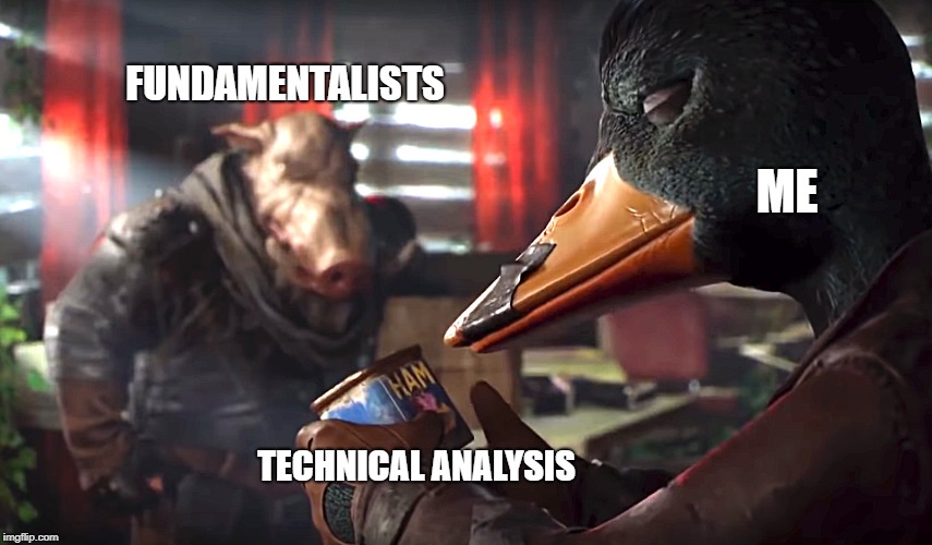  FUNDAMENTALISTS; ME; TECHNICAL ANALYSIS | image tagged in duck pig and fobidden ham | made w/ Imgflip meme maker