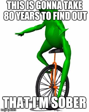 Dat Boi Meme | THIS IS GONNA TAKE 8O YEARS TO FIND OUT; THAT I'M SOBER | image tagged in memes,dat boi | made w/ Imgflip meme maker