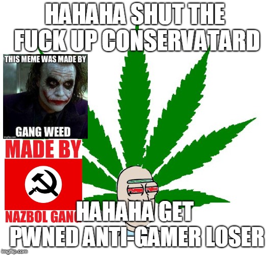 @convervatives | HAHAHA SHUT THE F**K UP CONSERVATARD HAHAHA GET PWNED ANTI-GAMER LOSER | image tagged in politcs | made w/ Imgflip meme maker