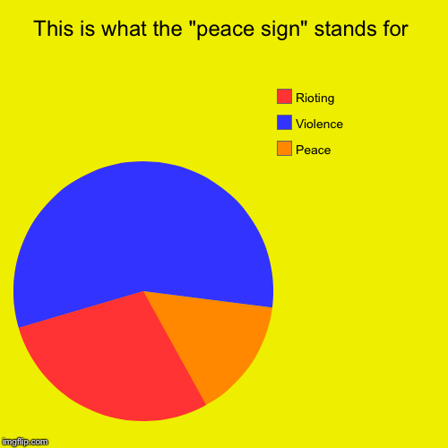 This is what the "peace sign" stands for | Peace, Violence, Rioting | image tagged in funny,pie charts | made w/ Imgflip chart maker