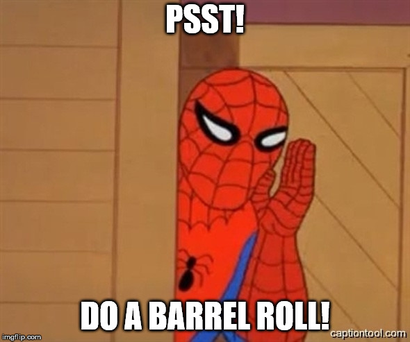 Spiderman Psst | PSST! DO A BARREL ROLL! | image tagged in spiderman psst | made w/ Imgflip meme maker