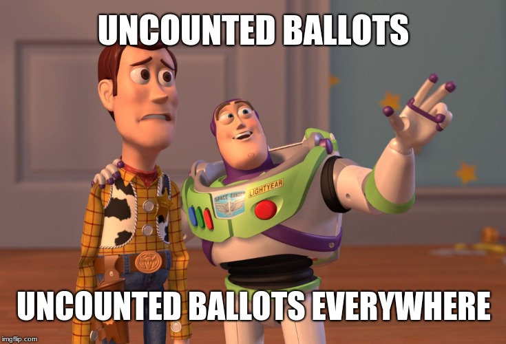 The more I hear, the less I trust the process. | UNCOUNTED BALLOTS; UNCOUNTED BALLOTS EVERYWHERE | image tagged in memes,x x everywhere,american politics,election 2018,election fraud | made w/ Imgflip meme maker