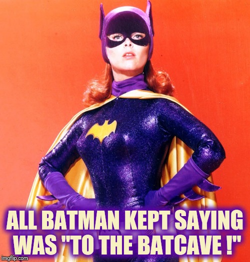 Batgirl | ALL BATMAN KEPT SAYING WAS "TO THE BATCAVE !" | image tagged in batgirl | made w/ Imgflip meme maker