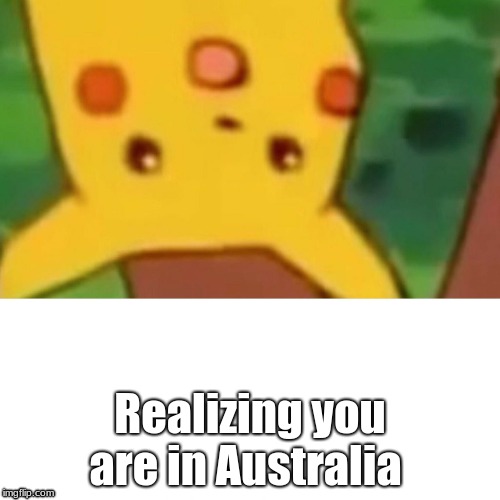 Surprised Pikachu Meme | Realizing you are in Australia | image tagged in memes,surprised pikachu | made w/ Imgflip meme maker