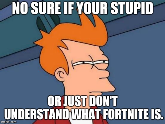 Futurama Fry | NO SURE IF YOUR STUPID; OR JUST DON'T UNDERSTAND WHAT FORTNITE IS. | image tagged in memes,futurama fry | made w/ Imgflip meme maker