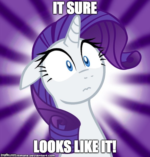 Shocked Rarity | IT SURE LOOKS LIKE IT! | image tagged in shocked rarity | made w/ Imgflip meme maker