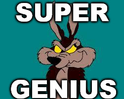 Wiley C. Coyote Idea | SUPER GENIUS | image tagged in wiley c coyote idea | made w/ Imgflip meme maker