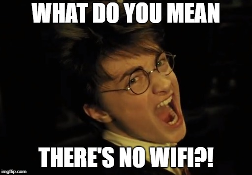 No Wifi? | WHAT DO YOU MEAN; THERE'S NO WIFI?! | image tagged in harry potter,wifi | made w/ Imgflip meme maker