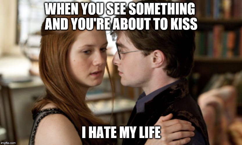 WHEN YOU SEE SOMETHING AND YOU'RE ABOUT TO KISS; I HATE MY LIFE | made w/ Imgflip meme maker