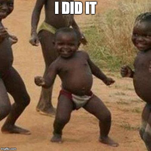 Third World Success Kid | I DID IT | image tagged in memes,third world success kid | made w/ Imgflip meme maker