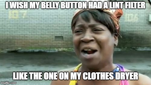 Regular Maintenance Required | I WISH MY BELLY BUTTON HAD A LINT FILTER; LIKE THE ONE ON MY CLOTHES DRYER | image tagged in memes,aint nobody got time for that,belly button lint | made w/ Imgflip meme maker