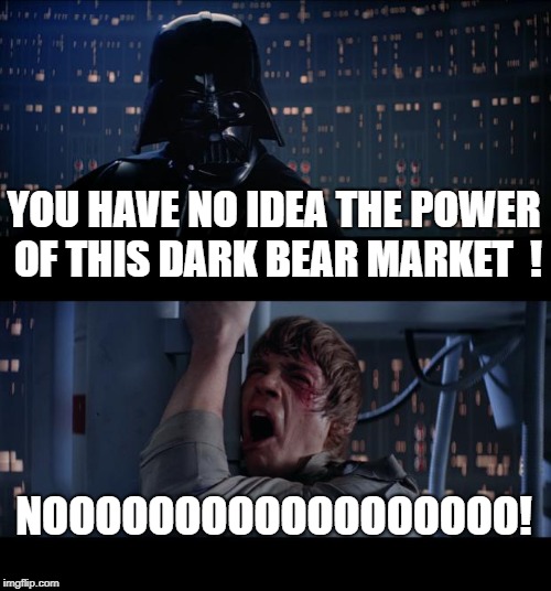 Star Wars No Meme | YOU HAVE NO IDEA THE POWER OF THIS DARK BEAR MARKET  ! NOOOOOOOOOOOOOOOOOO! | image tagged in memes,star wars no | made w/ Imgflip meme maker