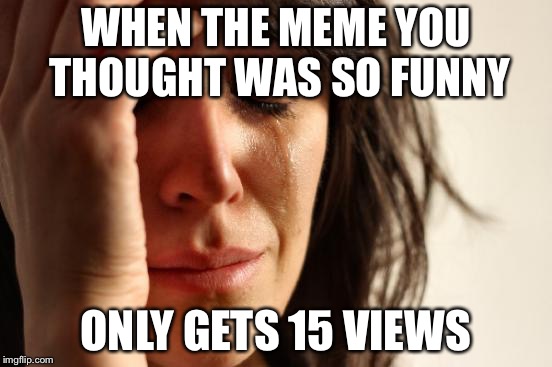 First World Problems | WHEN THE MEME YOU THOUGHT WAS SO FUNNY; ONLY GETS 15 VIEWS | image tagged in memes,first world problems | made w/ Imgflip meme maker