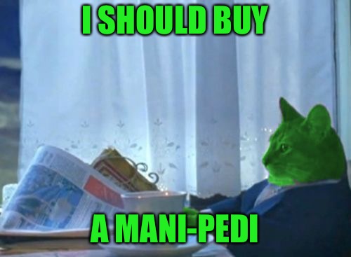 I Should Buy a Boat RayCat | I SHOULD BUY A MANI-PEDI | image tagged in i should buy a boat raycat | made w/ Imgflip meme maker