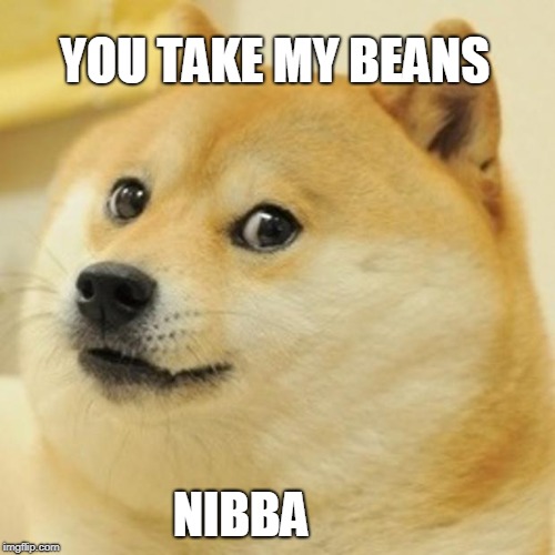 Doge Meme | YOU TAKE MY BEANS; NIBBA | image tagged in memes,doge | made w/ Imgflip meme maker