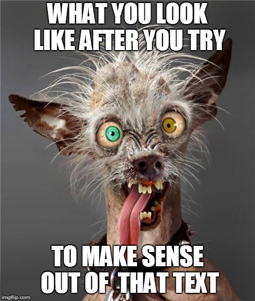 WHAT YOU LOOK LIKE AFTER YOU TRY TO MAKE SENSE OUT OF  THAT TEXT | made w/ Imgflip meme maker