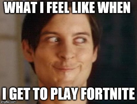 Spiderman Peter Parker Meme | WHAT I FEEL LIKE WHEN; I GET TO PLAY FORTNITE | image tagged in memes,spiderman peter parker | made w/ Imgflip meme maker