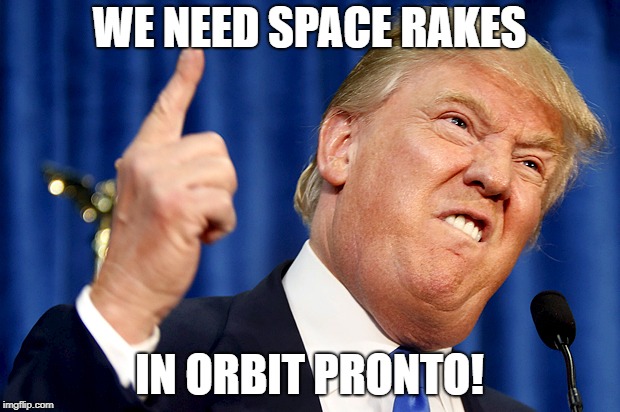 Space Fire Prevention |  WE NEED SPACE RAKES; IN ORBIT PRONTO! | image tagged in donald trump,space force,forest fire | made w/ Imgflip meme maker