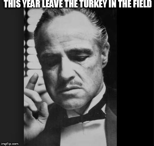 THIS YEAR LEAVE THE TURKEY IN THE FIELD | made w/ Imgflip meme maker