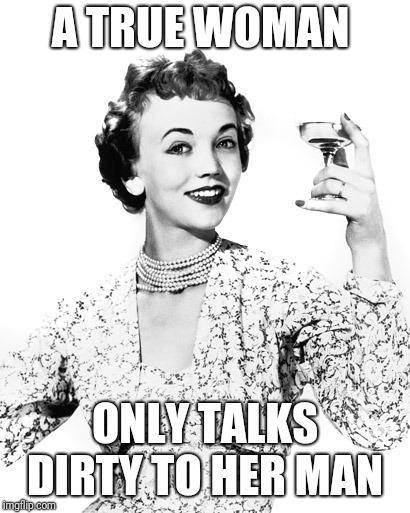 Woman Drinking Wine | A TRUE WOMAN; ONLY TALKS DIRTY TO HER MAN | image tagged in woman drinking wine | made w/ Imgflip meme maker
