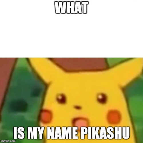 Surprised Pikachu Meme | WHAT; IS MY NAME PIKASHU | image tagged in memes,surprised pikachu | made w/ Imgflip meme maker
