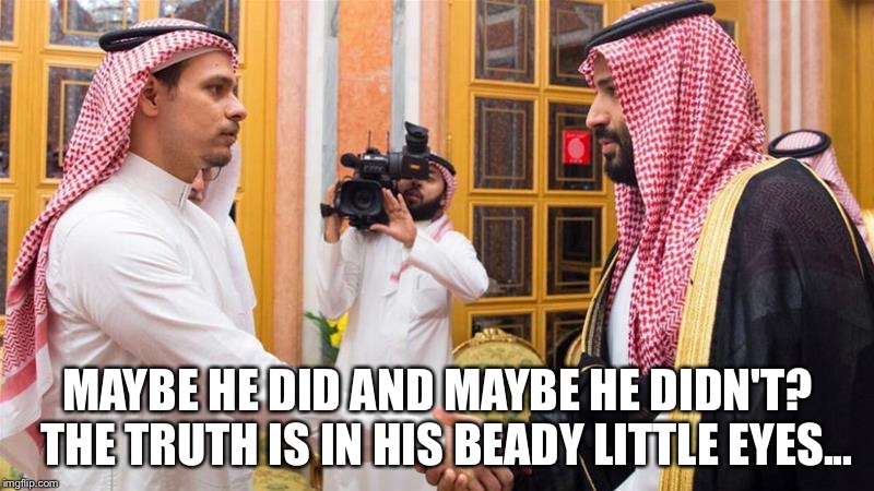 Maybe, maybe not... | MAYBE HE DID AND MAYBE HE DIDN'T?  THE TRUTH IS IN HIS BEADY LITTLE EYES... | image tagged in crowned prince | made w/ Imgflip meme maker