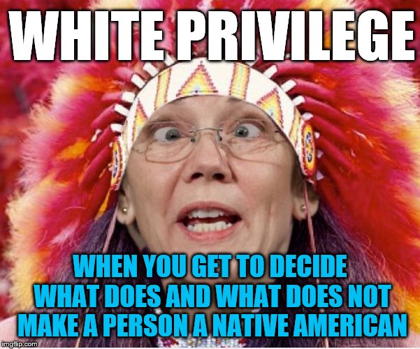 I don't believe in white privilege, just people who do (or do not) make use of opportunities. | WHITE PRIVILEGE; WHEN YOU GET TO DECIDE WHAT DOES AND WHAT DOES NOT MAKE A PERSON A NATIVE AMERICAN | image tagged in pocahontas warren,elizabeth warren,memes,white privilege,native american | made w/ Imgflip meme maker