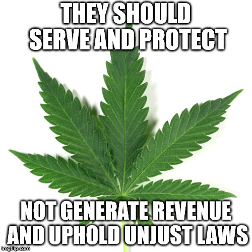 Marijuana leaf | THEY SHOULD SERVE AND PROTECT NOT GENERATE REVENUE AND UPHOLD UNJUST LAWS | image tagged in marijuana leaf | made w/ Imgflip meme maker