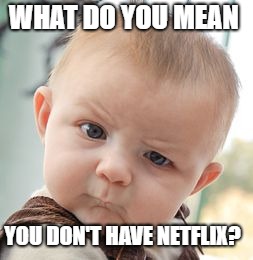 Skeptical Baby Meme | WHAT DO YOU MEAN; YOU DON'T HAVE NETFLIX? | image tagged in memes,skeptical baby | made w/ Imgflip meme maker
