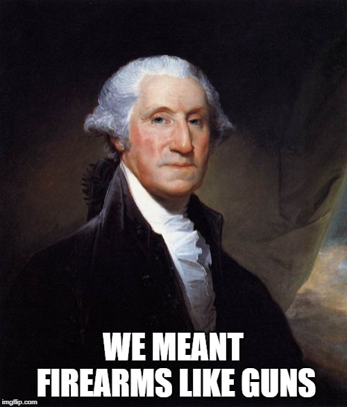 George Washington Meme | WE MEANT FIREARMS LIKE GUNS | image tagged in memes,george washington | made w/ Imgflip meme maker