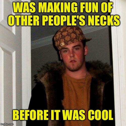 Pain in the "you know what" | WAS MAKING FUN OF OTHER PEOPLE'S NECKS; BEFORE IT WAS COOL | image tagged in memes,scumbag steve | made w/ Imgflip meme maker