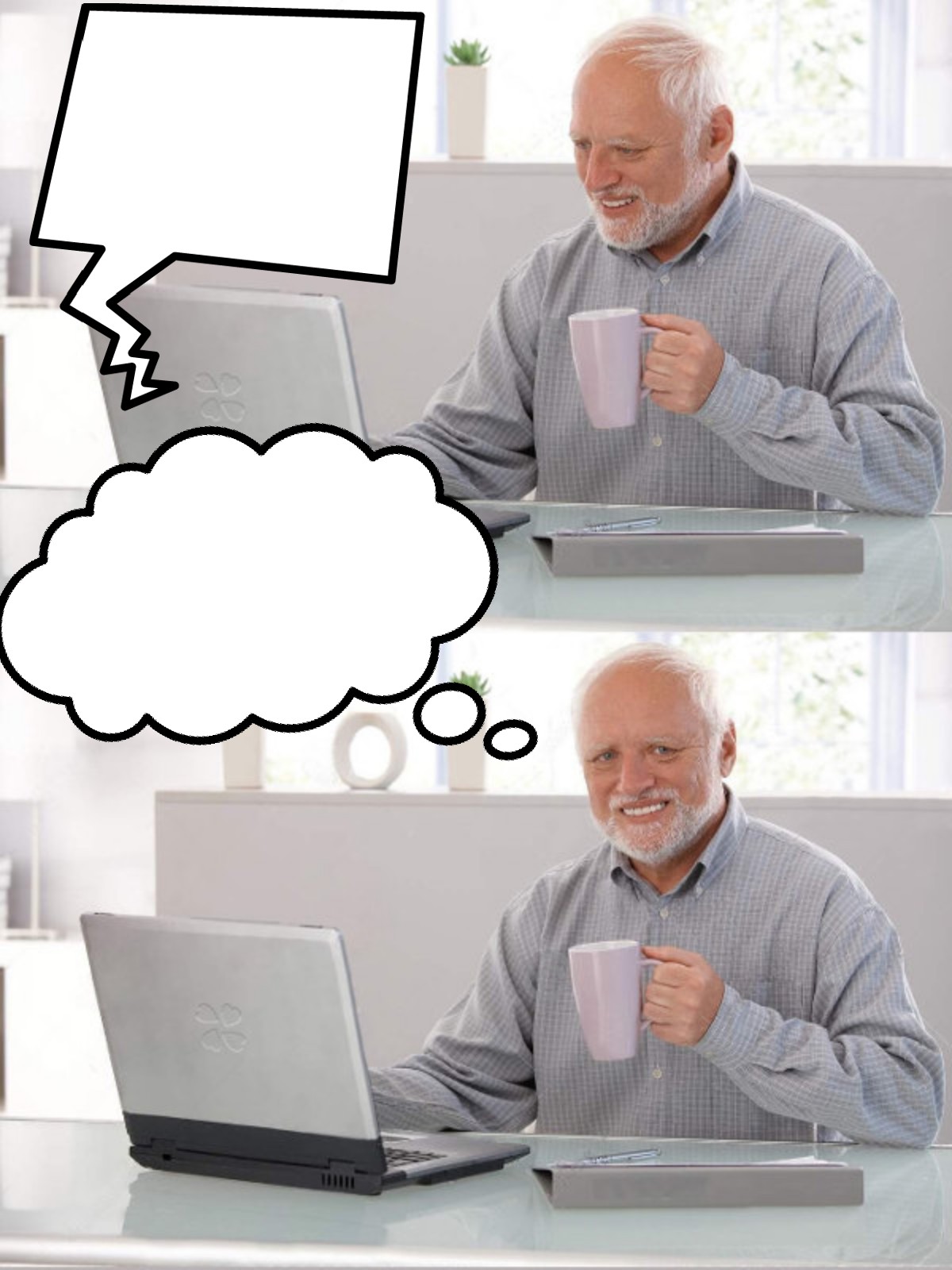 Hide the Pain Harold, Playing on the Computer Blank Meme Template