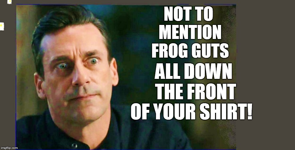 NOT TO MENTION FROG GUTS OF YOUR SHIRT! ALL DOWN THE FRONT | made w/ Imgflip meme maker