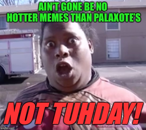Not Today | AIN’T GONE BE NO HOTTER MEMES THAN PALAXOTE’S NOT TUHDAY! | image tagged in not today | made w/ Imgflip meme maker