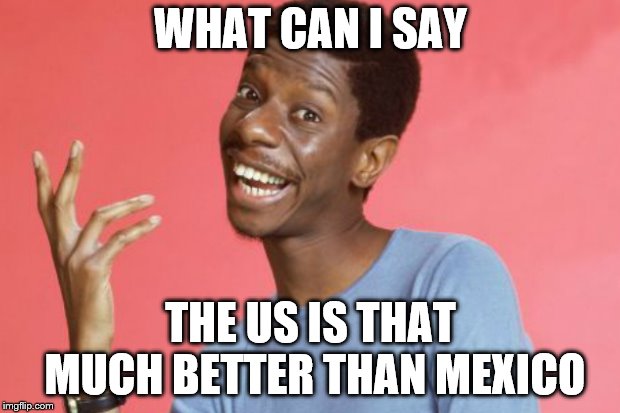 What Can I Say? | WHAT CAN I SAY THE US IS THAT MUCH BETTER THAN MEXICO | image tagged in what can i say | made w/ Imgflip meme maker