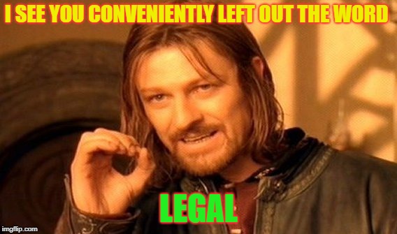 One Does Not Simply Meme | I SEE YOU CONVENIENTLY LEFT OUT THE WORD LEGAL | image tagged in memes,one does not simply | made w/ Imgflip meme maker