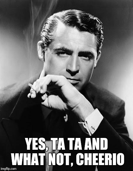 Gentleman | YES, TA TA AND WHAT NOT, CHEERIO | image tagged in gentleman | made w/ Imgflip meme maker