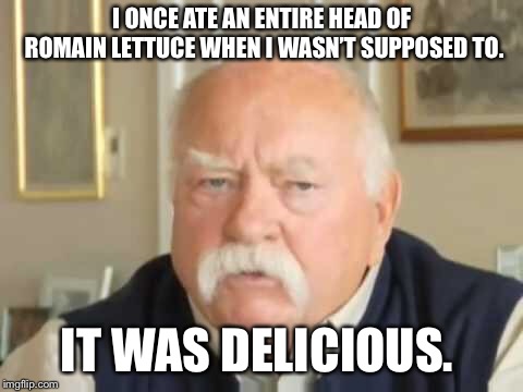 Romain diabeetus | I ONCE ATE AN ENTIRE HEAD OF ROMAIN LETTUCE WHEN I WASN’T SUPPOSED TO. IT WAS DELICIOUS. | image tagged in diabeetus,romain lettuce scare | made w/ Imgflip meme maker