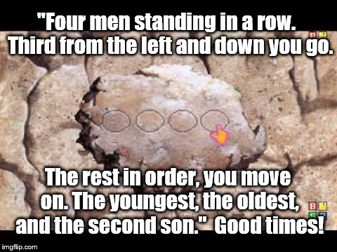 Cliffs of Logic 1 | "Four men standing in a row.  Third from the left and down you go. The rest in order, you move on. The youngest, the oldest, and the second son."  Good times! | image tagged in pc gaming | made w/ Imgflip meme maker