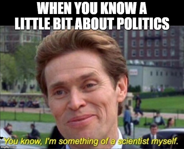You know, I'm something of a scientist myself | WHEN YOU KNOW A LITTLE BIT ABOUT POLITICS | image tagged in you know i'm something of a scientist myself | made w/ Imgflip meme maker