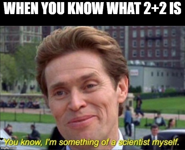 You know, I'm something of a scientist myself | WHEN YOU KNOW WHAT 2+2 IS | image tagged in you know i'm something of a scientist myself | made w/ Imgflip meme maker