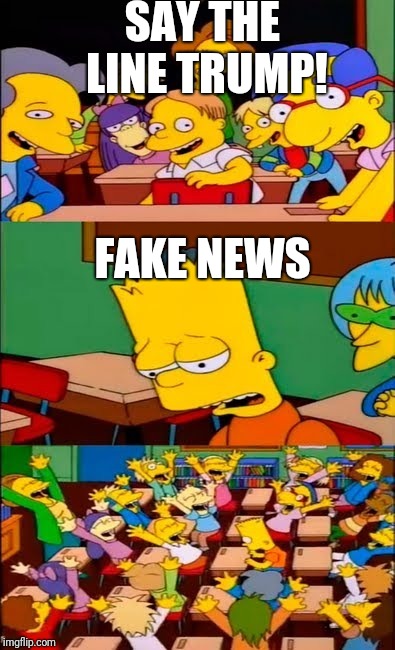 say the line bart! simpsons | SAY THE LINE TRUMP! FAKE NEWS | image tagged in say the line bart simpsons,scumbag | made w/ Imgflip meme maker